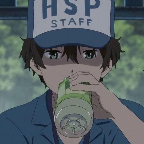 蓝色吃瓜头像男动漫